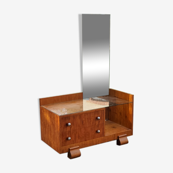 Art deco dressing table in golden blond mahogany from the 30s