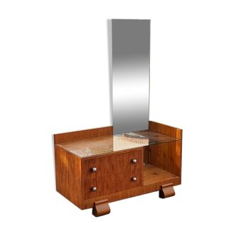 Art deco dressing table in golden blond mahogany from the 30s