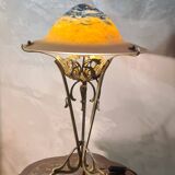 Lampe art nouveau bronze ciselée ancienne pied style majorelle