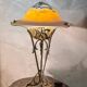 Art Nouveau lamp, chiseled bronze, old Majorel style base, signed glass paste basin 57x38