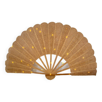 Giant vintage rattan fan