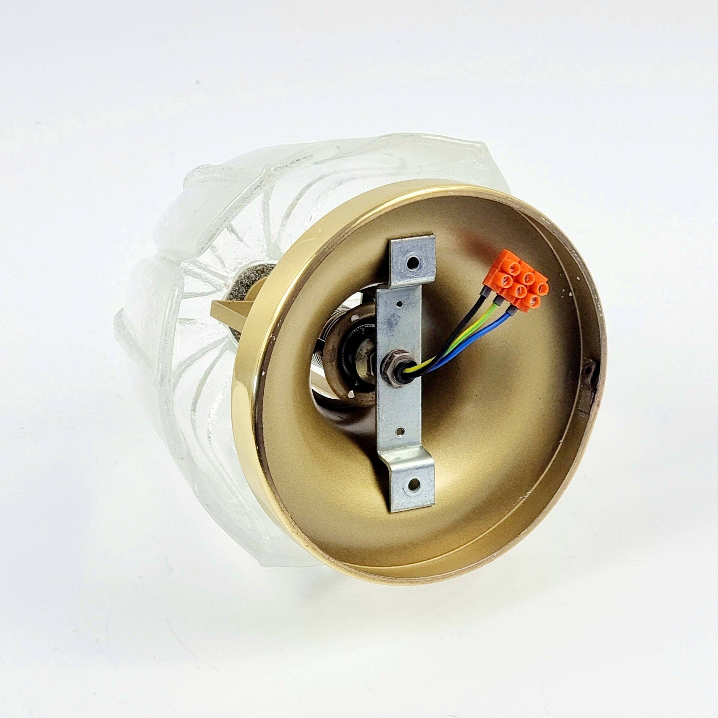 Mid-Century Modern Floral Glass & Brass Ceiling Light from Limburg, 1970s