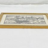 Lithograph print signed c. lediberder boat in port 68/250