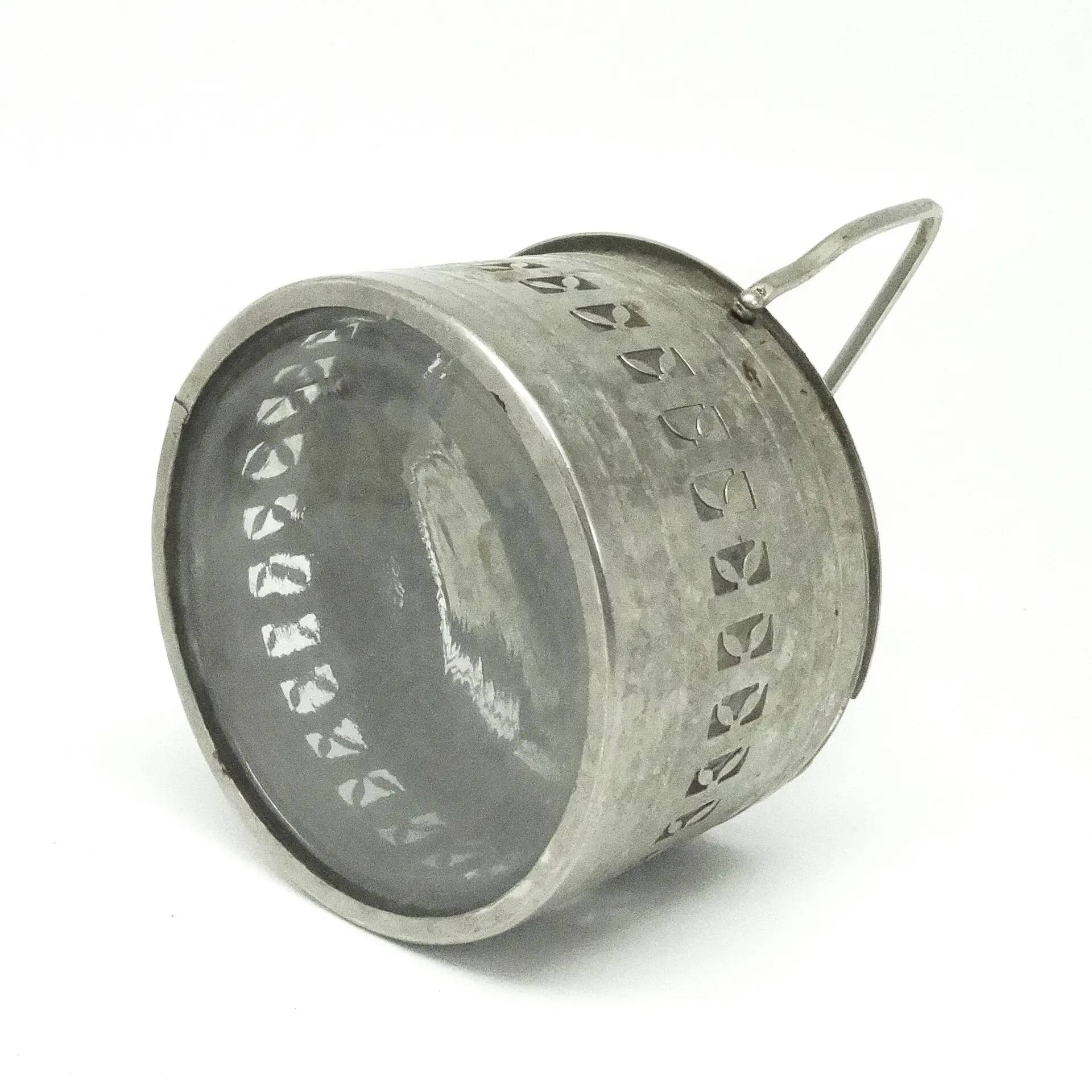 Basket sugar bowl, postmodernism, nickel-plated brass, Poland, 1960s