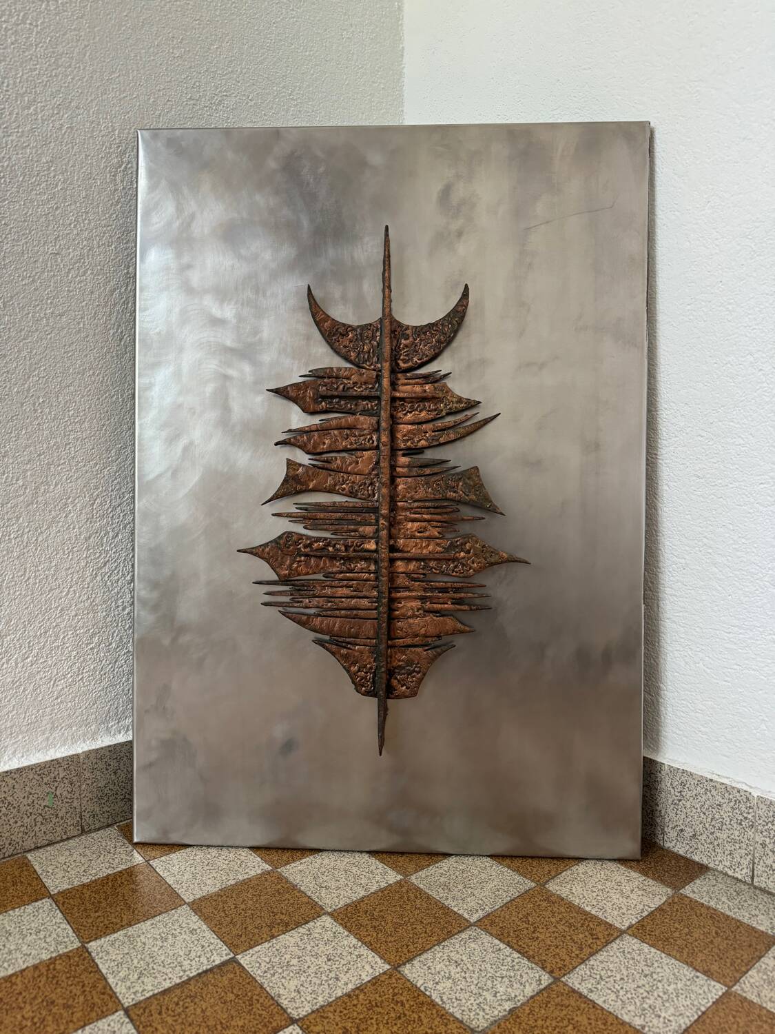 Brutalist bronze sculpture painting from the 70s
