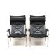 2x Vintage black leather armchair by Strässle HE1106 designed by Hans Eichenberger