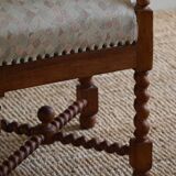 English-style baroque chair with twisted legs in elm, 1920s.