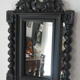 Mirror Louis XIII black wood 38 X 60