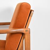 Fauteuil scandinave d'origine restauré, années 60, rouille, velours