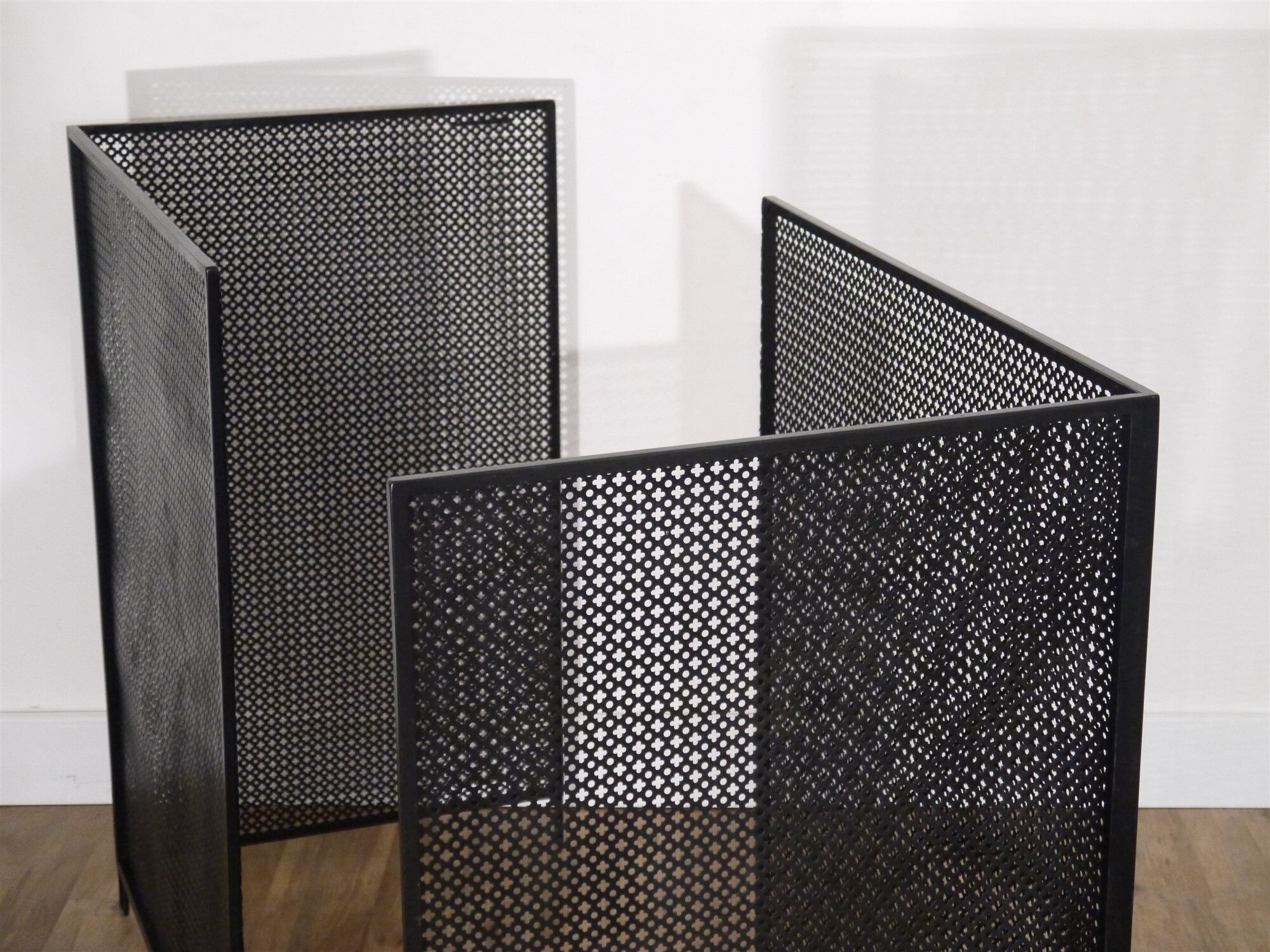 Pair of trellis, vintage perforated metal screen