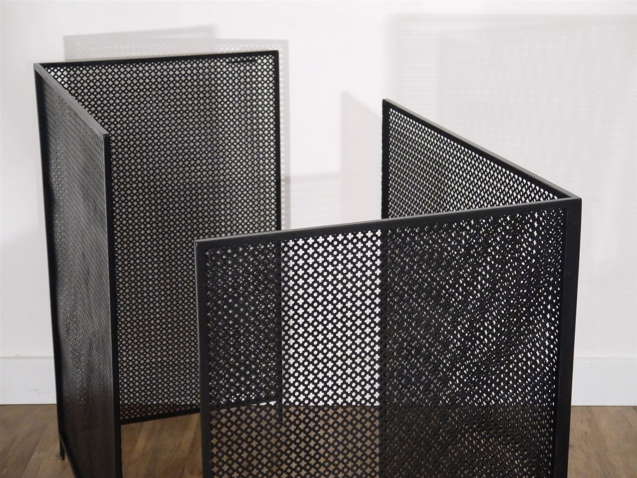 Pair of trellis, vintage perforated metal screen