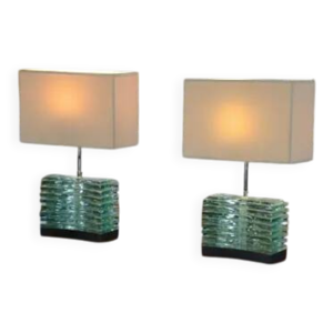 Paire de lampes brutalistes - beige