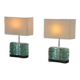 Pair of brutalist lamps in raw glass and beige shades, 1960s