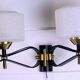 Pair of double wall sconces, Maison Arlus, Mid-Century, black brass opaline