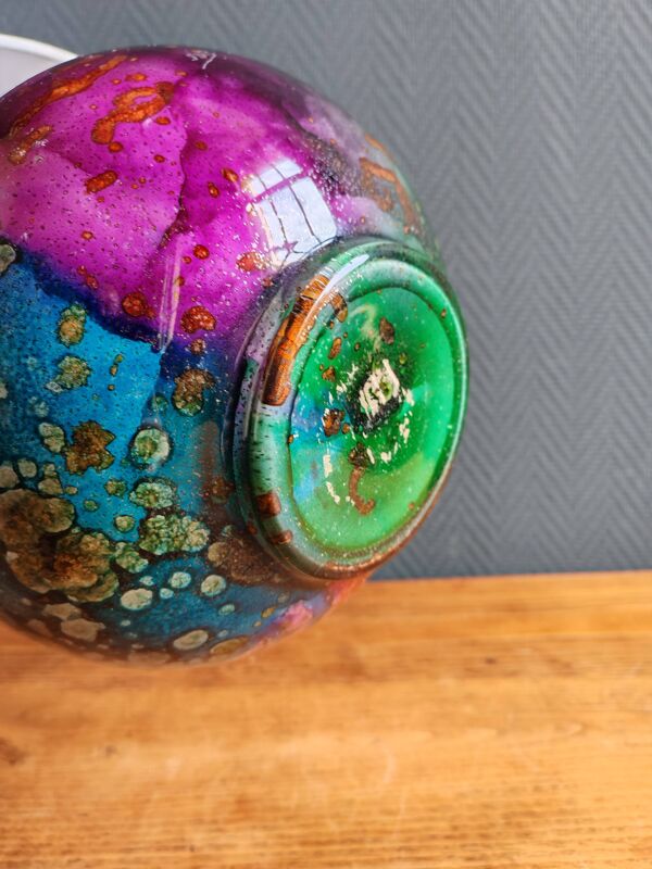 Lampe ''Laque Line'' Jean-Noël Bouillet (JNB) - Globe en Verre Peint Signé