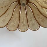 Hanging flower in wood, fabric and hook