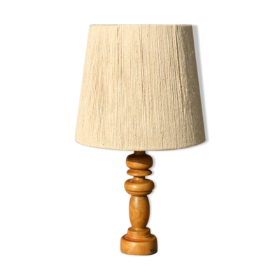 Lampe bois tourné avec abat-jour corde 600mm