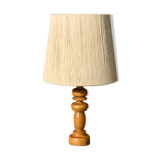 Turned wood lamp with 600mm rope shade
