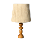 Turned wood lamp with 600mm rope shade