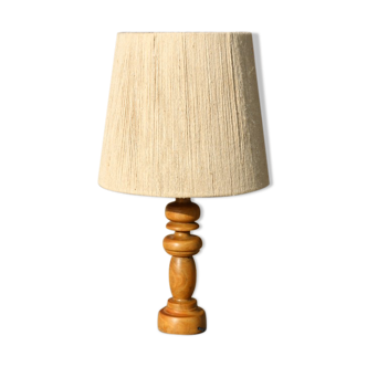 Turned wood lamp with 600mm rope shade