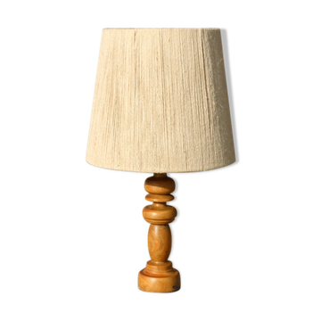 Lampe bois tourné avec abat-jour corde 600mm