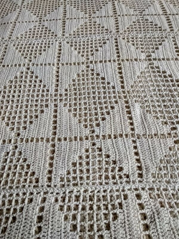 Dessus de lit en coton blanc , Ancien jeté de lit en crochet , couvre lit coton blanc