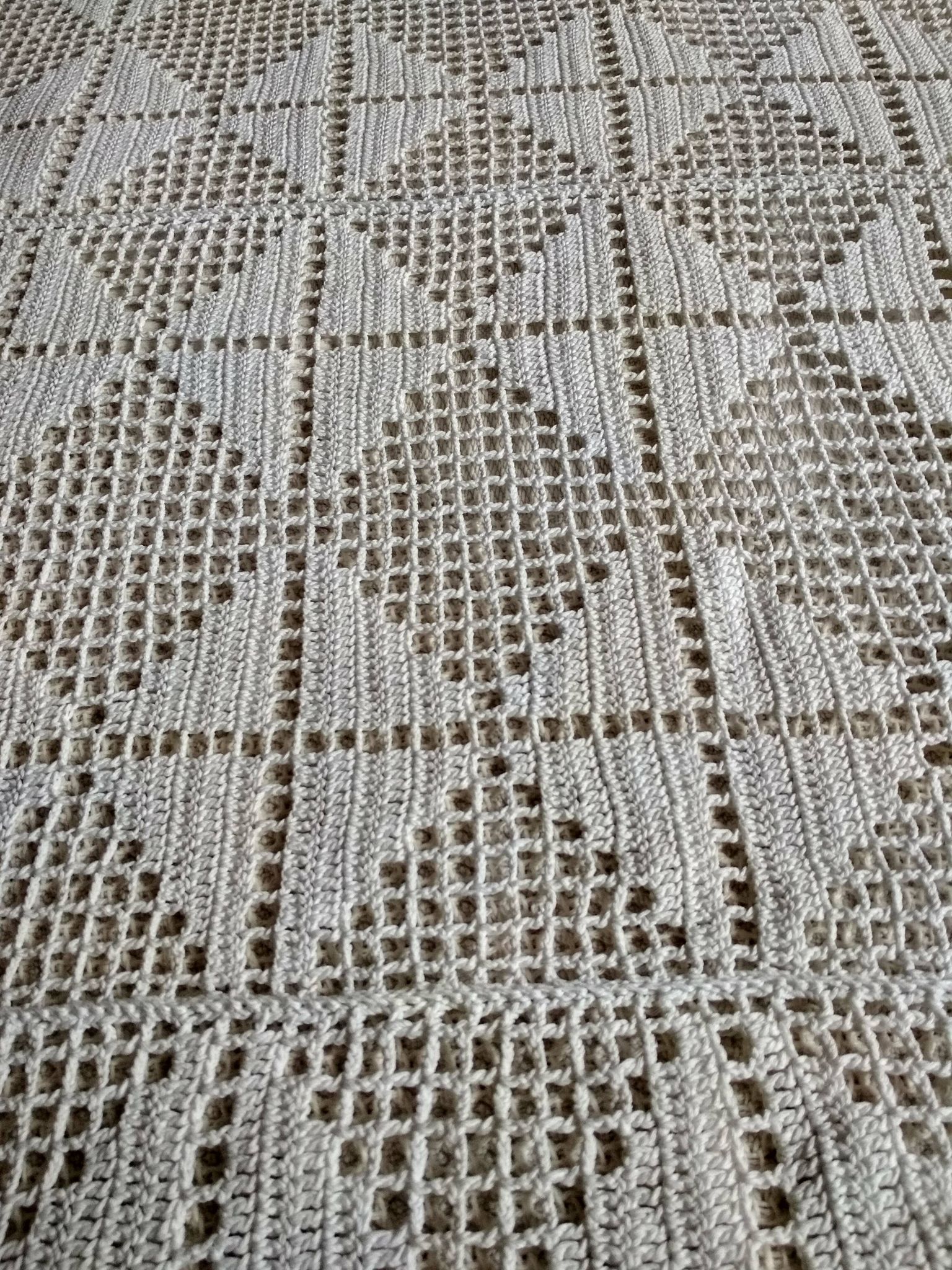 Dessus de lit en coton blanc , Ancien jeté de lit en crochet , couvre lit coton blanc