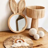 Minimalist raffia bedside table lamp