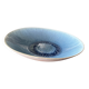 Large blue artisanal ceramic shallow dish from the 20th century.