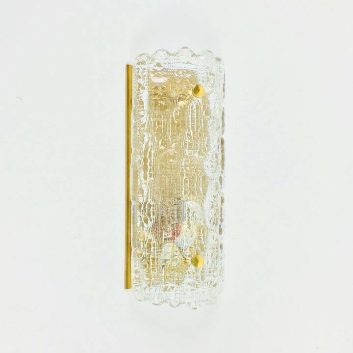 Scandinavian Glass & Brass Wall Lamp by Carl Fagerlund for Orrefors, 1960s