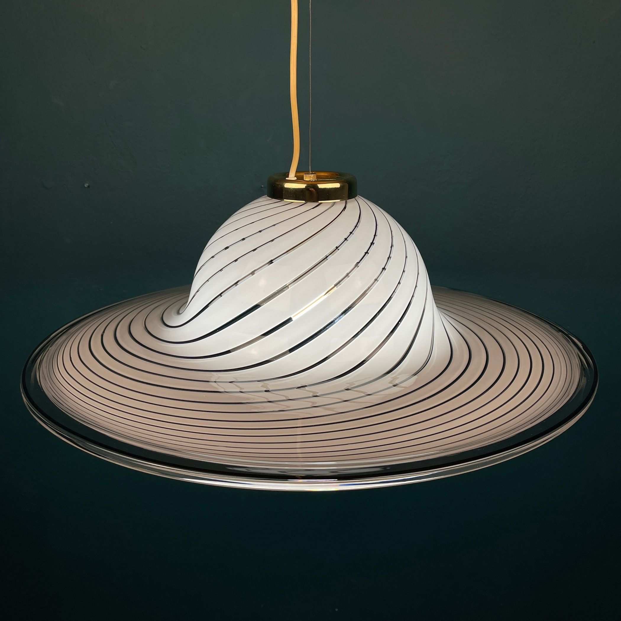 Classic swirl Murano glass pendant lamp Italy 1970s