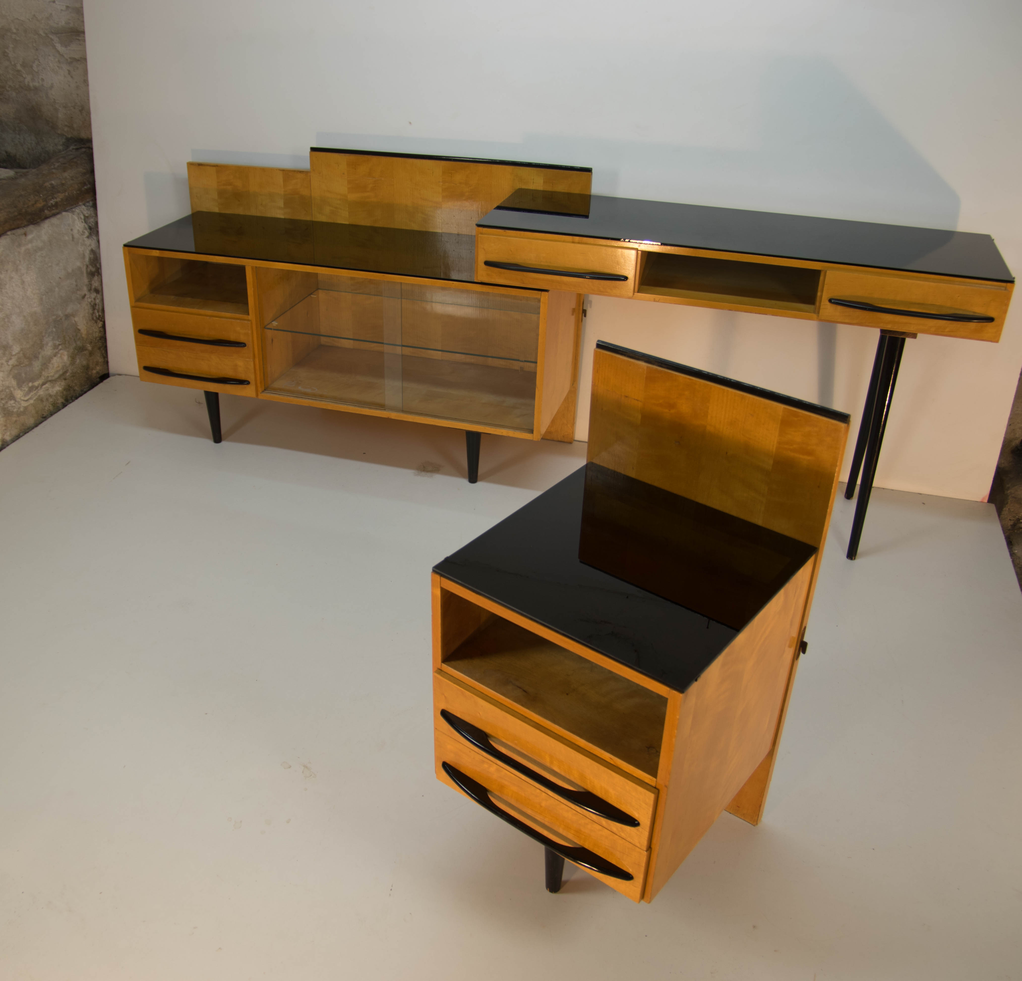 Modular set of table, night stand and chest of drawers by M. Pozar, 1960s
