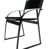 Vintage chair in saddle leather black steel 1970s