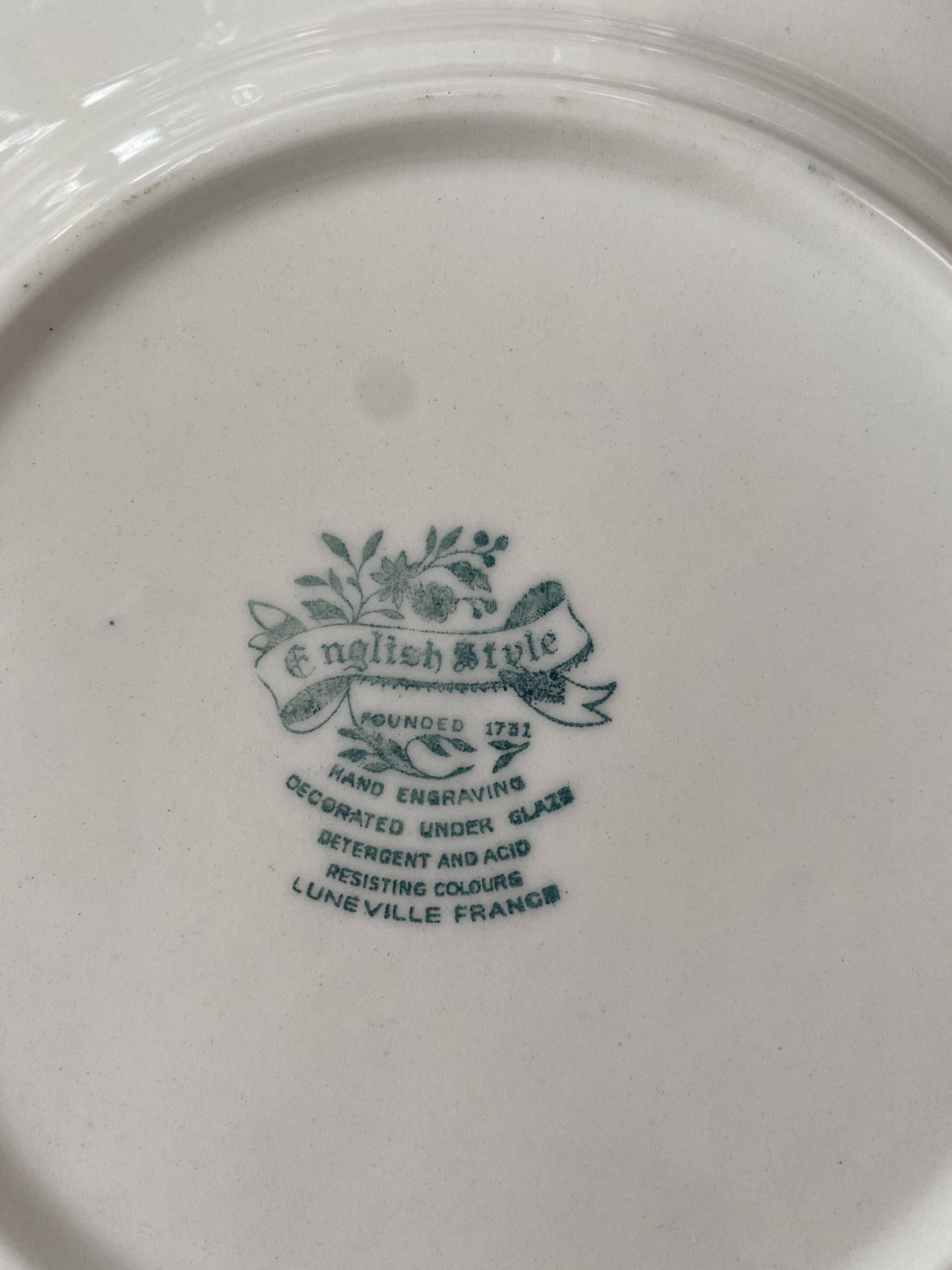 Plates Luneville decor english style