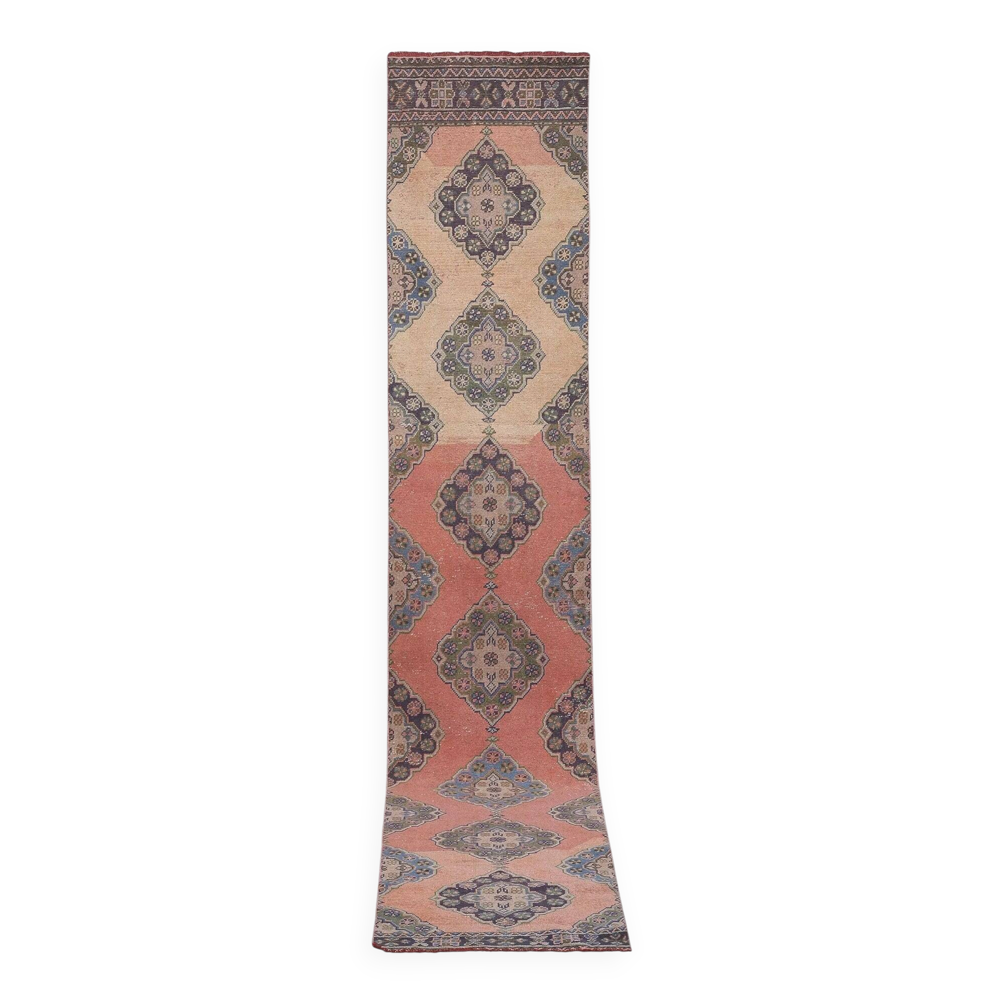 Vintage Turkish hallway rug 86x482 cm