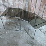 Vintage chrome and smoked glass nesting table