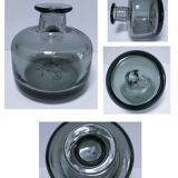 smoked grey glass vase Vallauris 1970s