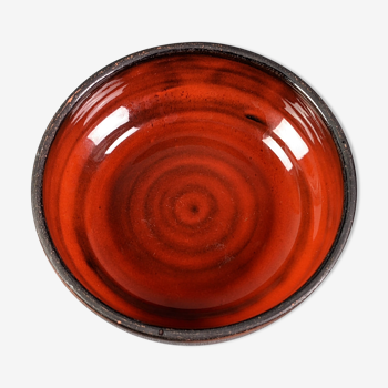 Gérard Hofmann Vallauris, manganese red cup, signed, 50s