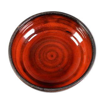 Gérard Hofmann Vallauris, coupelle rouge manganèse, signée, années 50