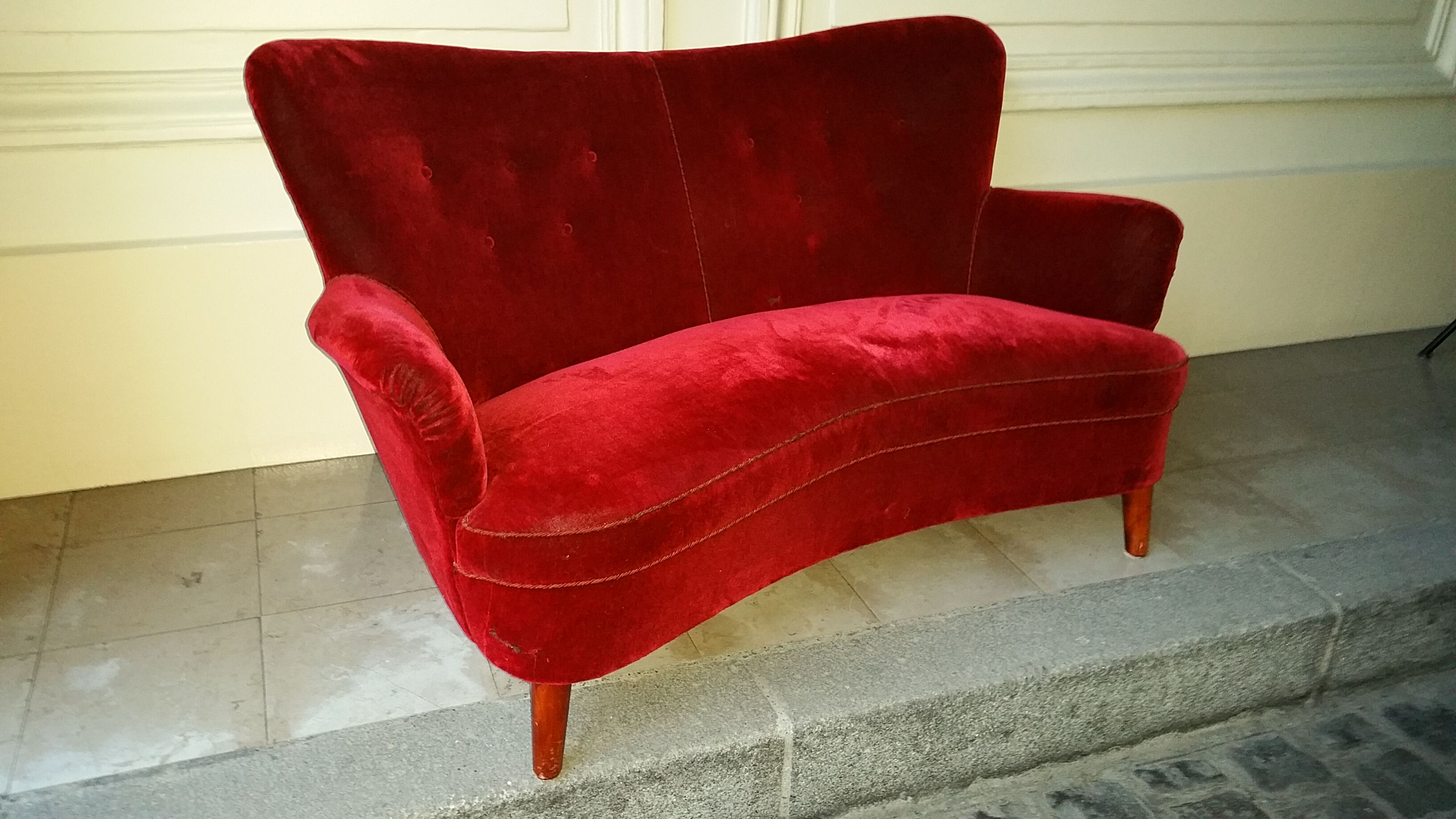 Vintage sofa Swedish year 40/50 wing arc curved Carl Malmsten