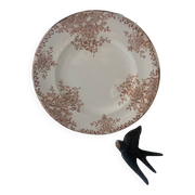 Assiette plate en terre de fer Longwy modèle Marly