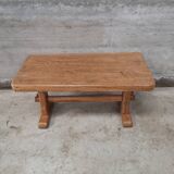 rustic brutalist oak coffee table 1950