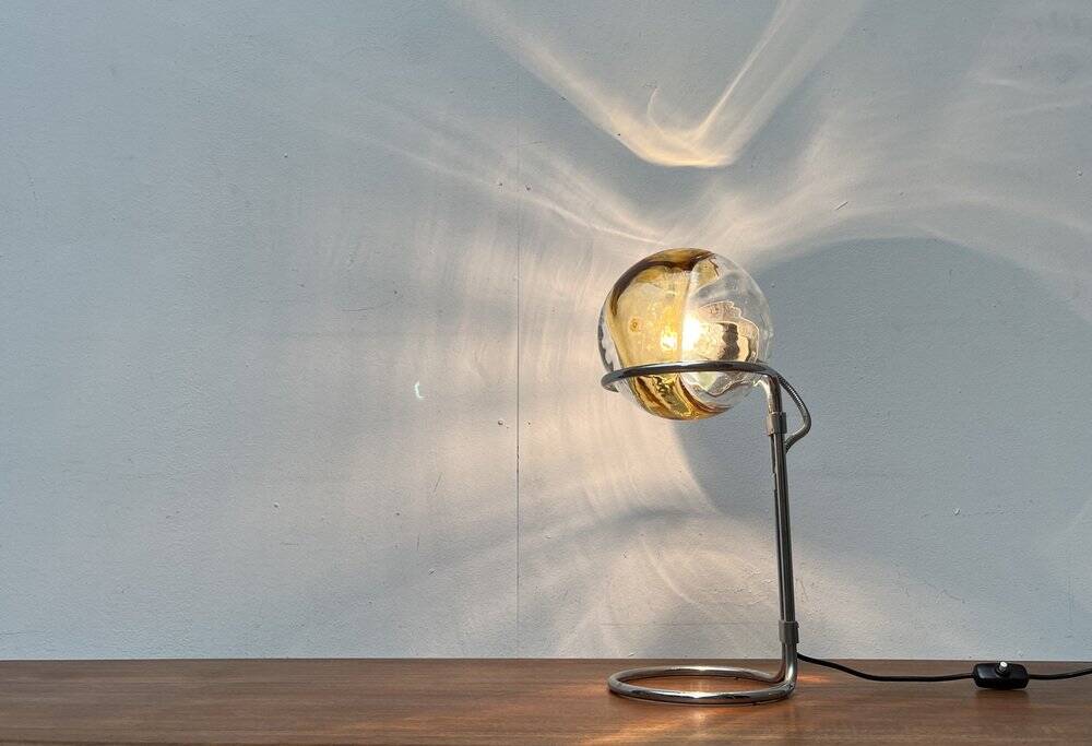 German table lamp from the mid-century space age, glass and chrome, 1960s.