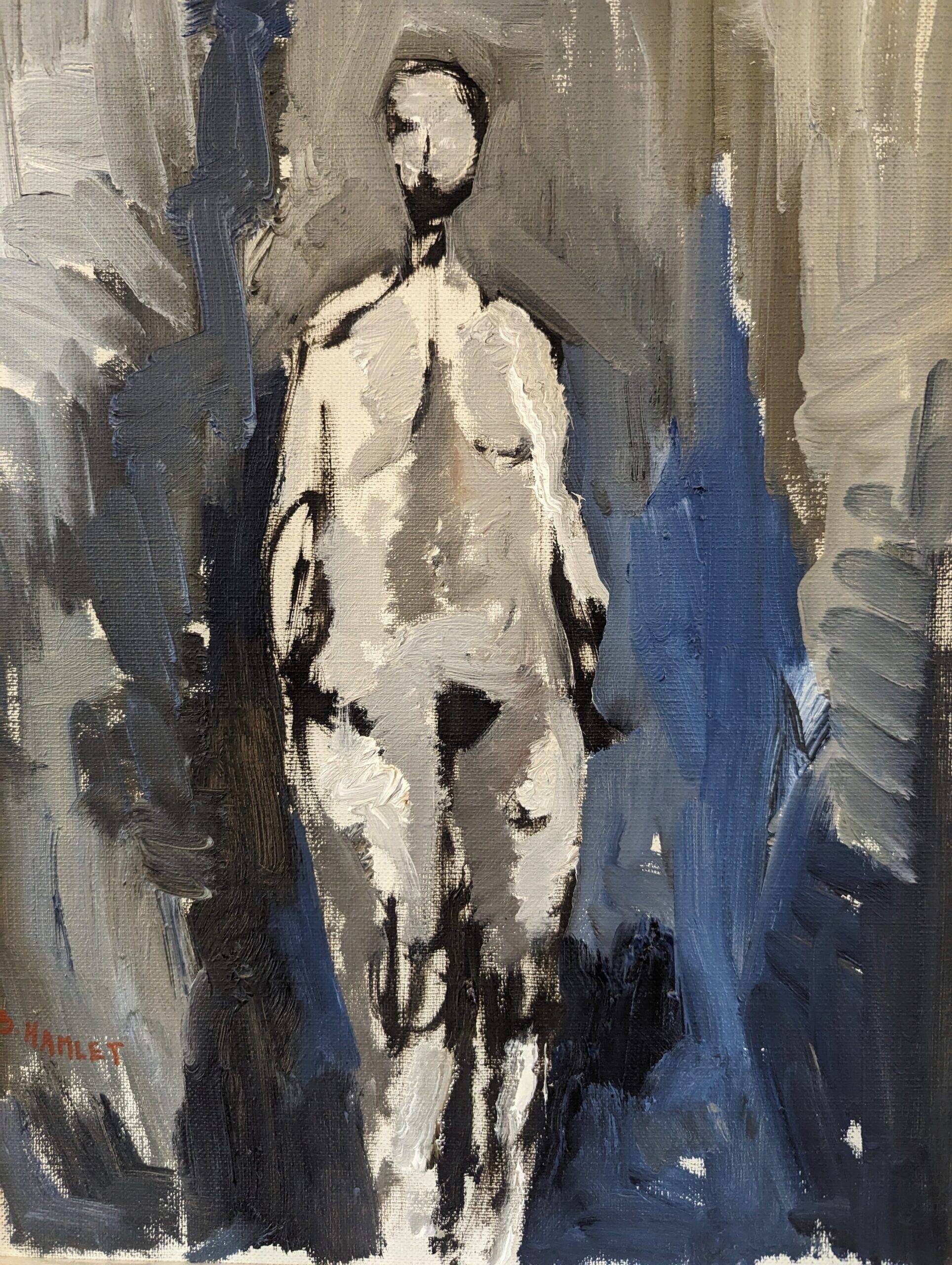 1973 Mid-Century Modern Swedish "In the Shadows" Nude Oil Painting, Framed