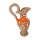 Ceramic vase Fat lava orange and beige Vintage