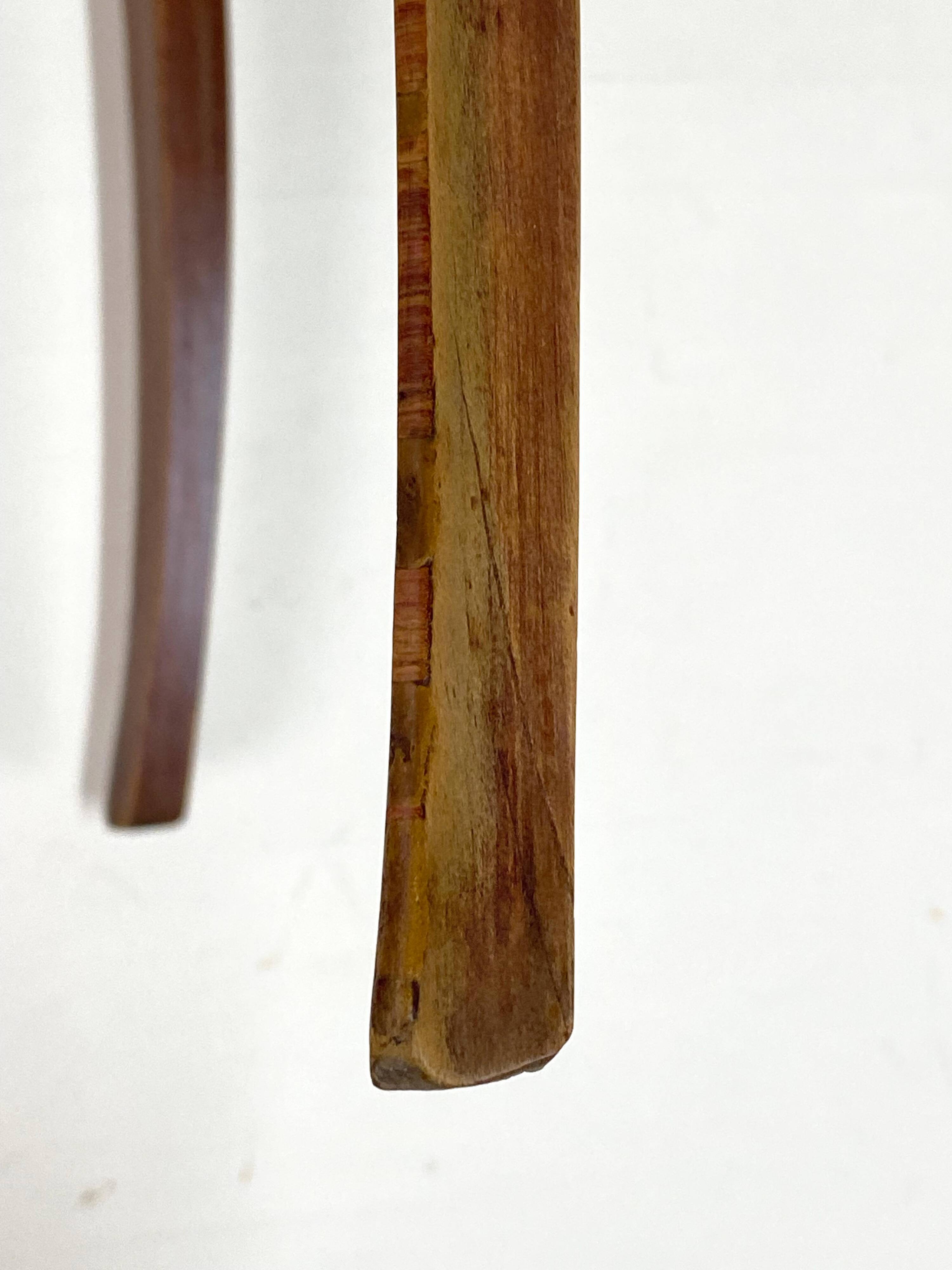 Antique Louis XV Style Bedside Table - Wood & Leather