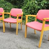 Series of 4 vintage armchairs 70s-80s