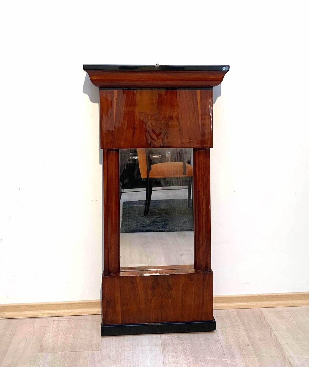 Small Biedermeier Wall Mirror, Cherry Veneer, South Germany, circa 1820