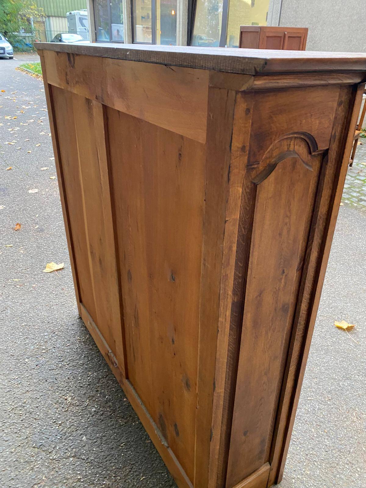 Vintage solid oak bookcase from the 18th century
