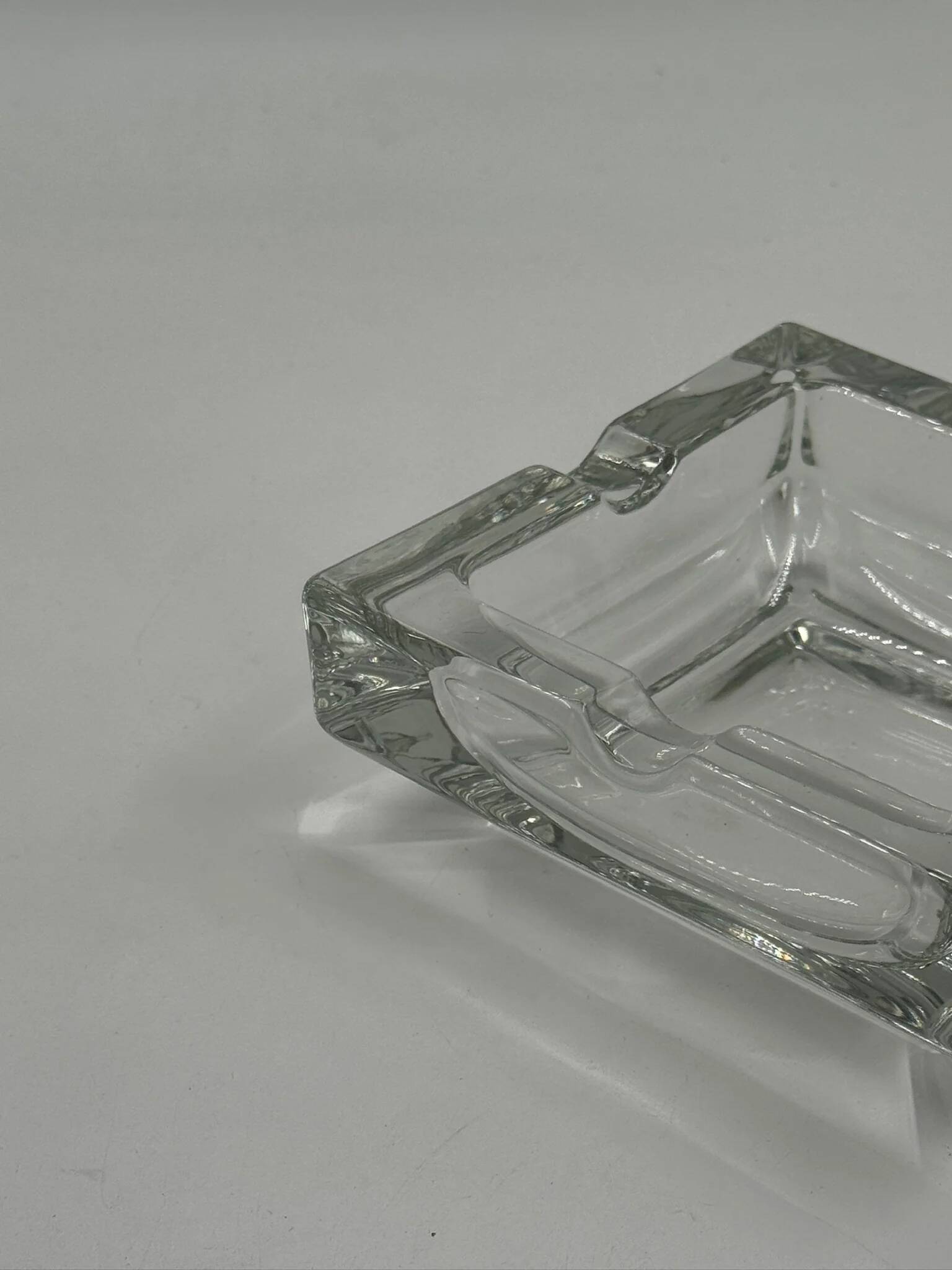 Vintage square ashtray in transparent glass
